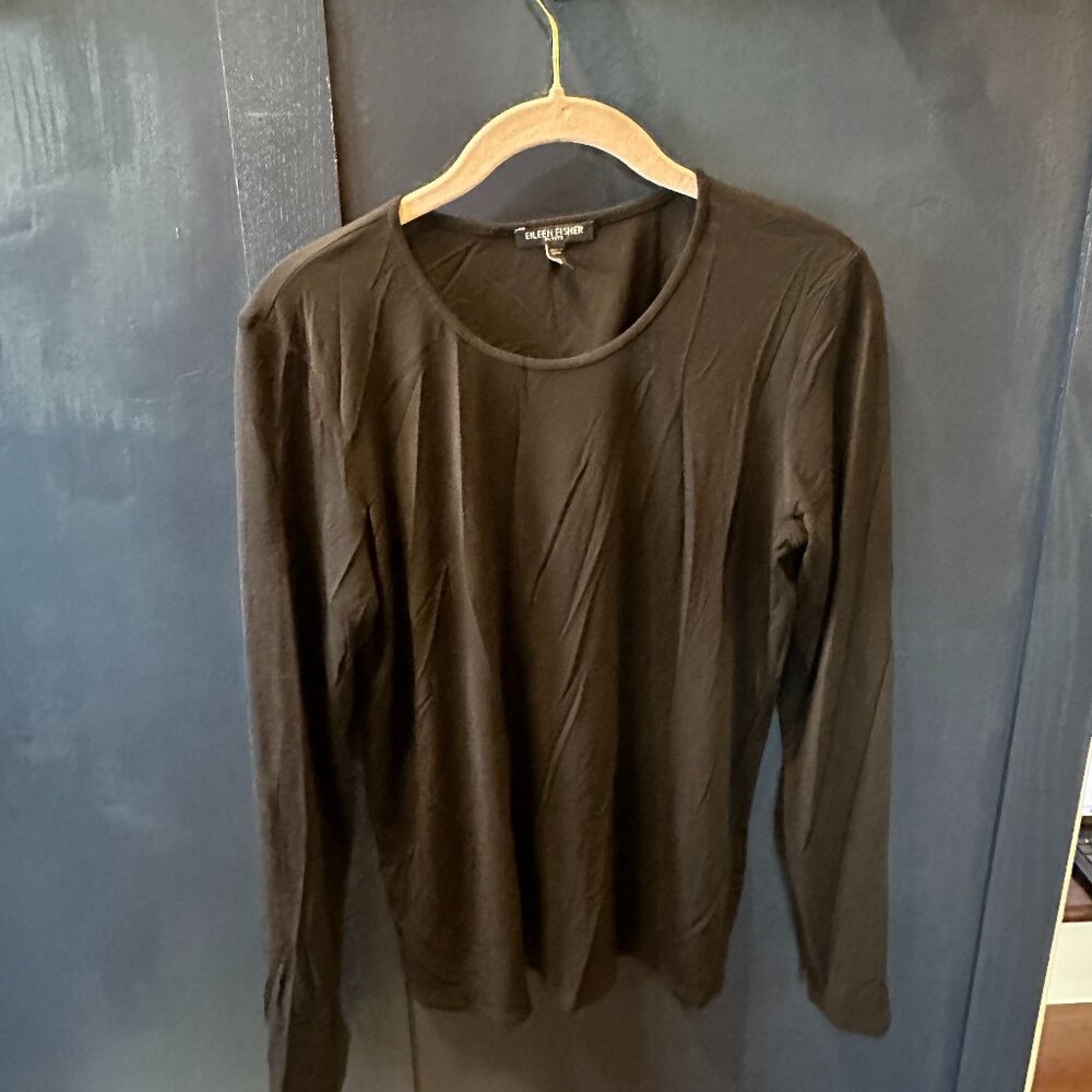 womens tops and blouses, Size PM, Eileen Fisher, Black long sleeve